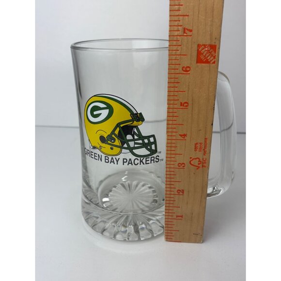 Green Bay Packers Glass Beer Mug Handle Football Logo NFL Collectible 6.5”  Heav - Picture 6 of 6